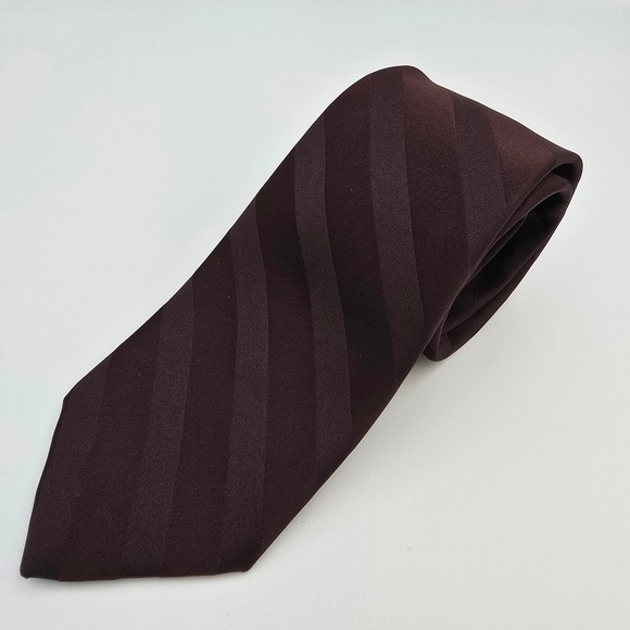 Ketzch Other - Men's Ketzch Dark Brown Striped Silk Blend Dress Tie Necktie Formal Business Vtg